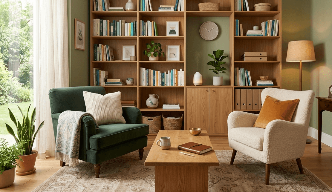 Ambiente de consultório acolhedor